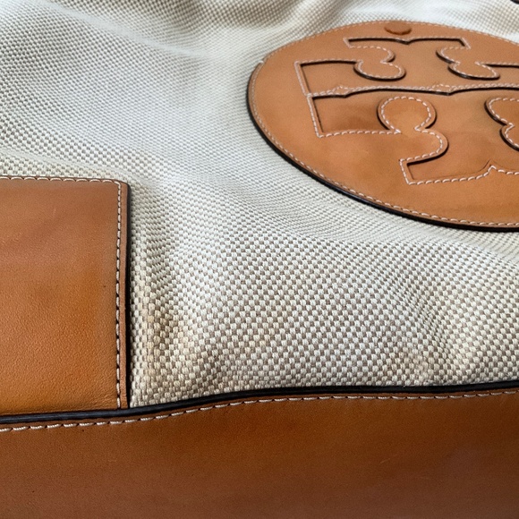 TORY BURCH Canvas & Leather Ella Tote Beige Natural - Picture 13 of 16